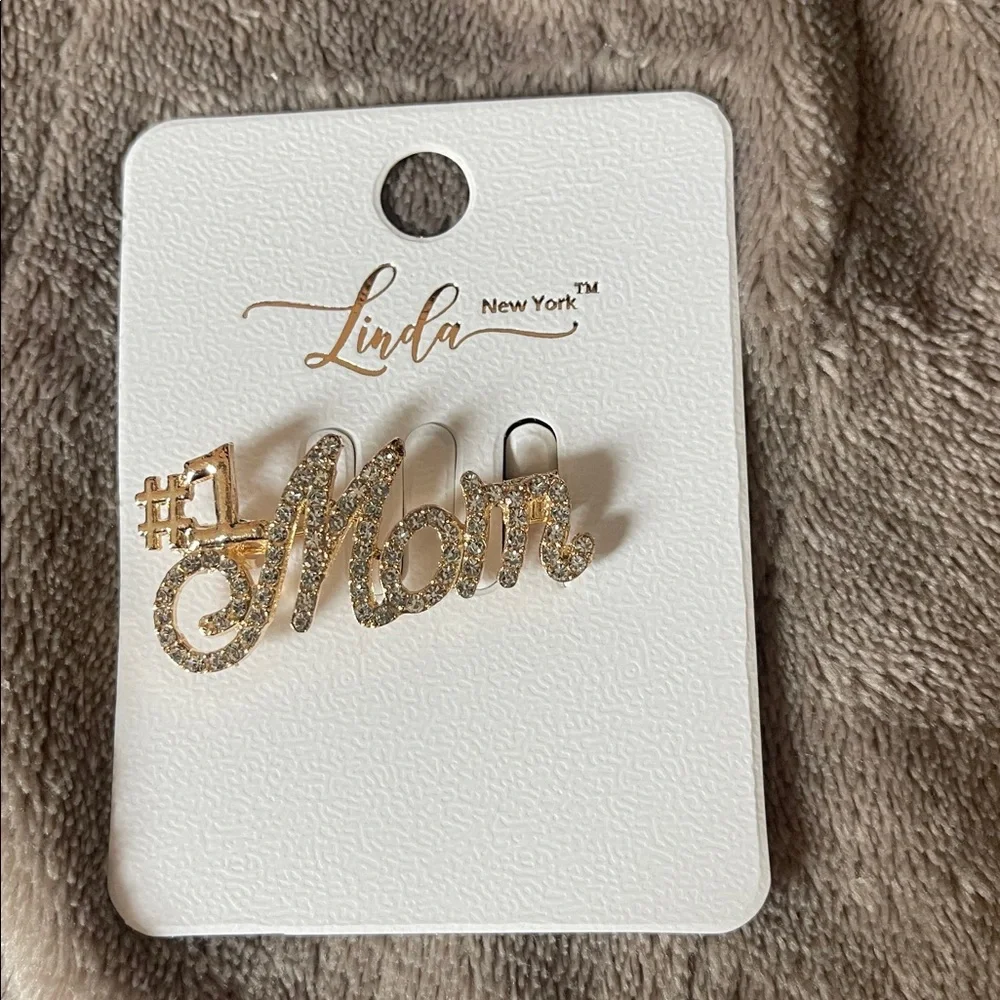 #1 Mom pin brooch choose Gold or Silver tone nwt